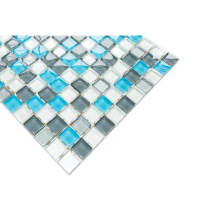 Ilcom mozaïekplaat Blue Harmony op gaas 30 x 30 cm - gehard glas voor badkamer of keuken 4