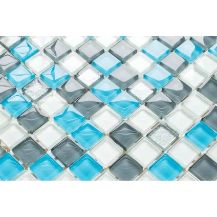 Ilcom mozaïekplaat Blue Harmony op gaas 30 x 30 cm - gehard glas voor badkamer of keuken 5