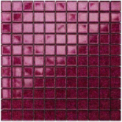 Feuille de mosaïque sur filet Ilcom Lilac Sand 30 x 30cm - en verre trempé pour salle de bain ou cuisine