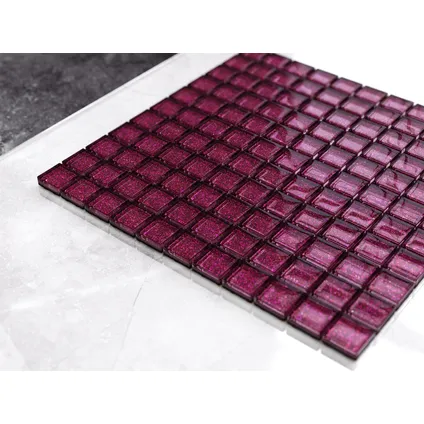 Ilcom mozaïekplaat Lilac Sand op gaas 30 x 30 cm - gehard glas voor badkamer of keuken 2