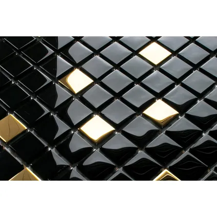 Feuille de mosaïque sur filet Ilcom Nero Gold 30 x 30cm - en verre trempé pour salle de bain ou cuisine 3