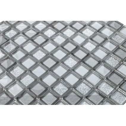 Ilcom mozaïekplaat Brilliant silver op gaas 30 x 30 cm - gehard glas voor badkamer of keuken 4