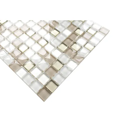 Ilcom mozaïekplaat Caffelatte op gaas 30 x 30 cm - gehard glas voor badkamer of keuken 3