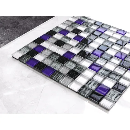 Ilcom mozaïekplaat Violet Valley op gaas 30 x 30 cm - gehard glas voor badkamer of keuken 2