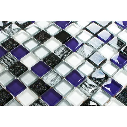 Feuille de mosaïque sur filet Ilcom Violet Valley 30 x 30cm - en verre trempé pour salle de bain ou cuisine 3