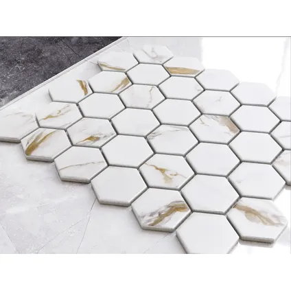 Ilcom mozaïekplaat Gold Honey op gaas 29.7 cm x 26.2 cm - keramiek voor badkamer of keuken 2