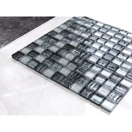 Feuille de mosaïque sur filet Ilcom Diamond Zebra 30 x 30cm - en verre trempé pour salle de bain ou cuisine 2
