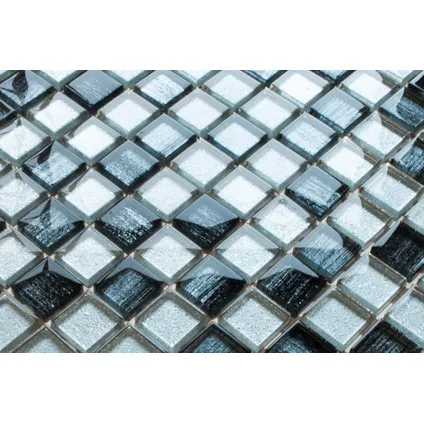 Ilcom mozaïekplaat Diamond Zebra op gaas 30 x 30 cm - gehard glas voor badkamer of keuken 4