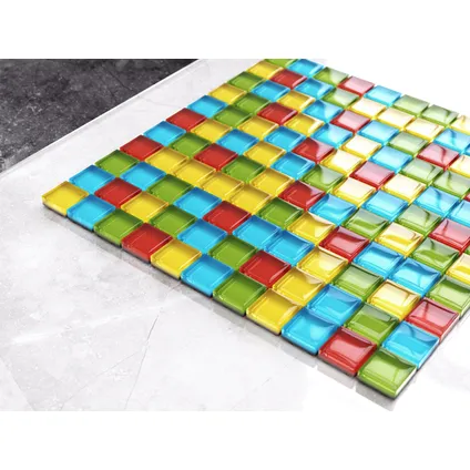 Feuille de mosaïque sur filet Ilcom Legoland 30 x 30cm - en verre trempé pour salle de bain ou cuisine 2