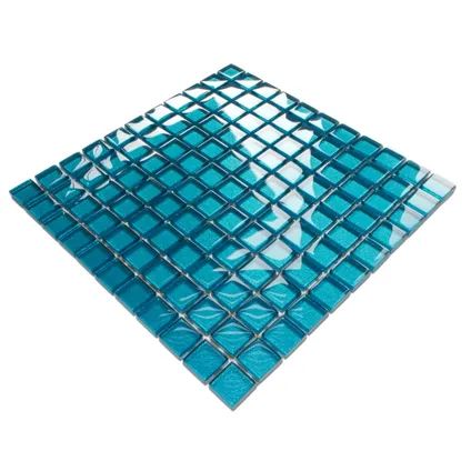 Feuille de mosaïque sur filet Ilcom Blue metal 30 x 30cm - en verre trempé pour salle de bain ou cuisine 3