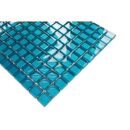Ilcom mozaïekplaat Blue metal op gaas 30 x 30 cm - gehard glas voor badkamer of keuken 4