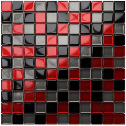 Feuille de mosaïque sur filet Ilcom Crimson Grey 30 x 30cm - en verre trempé pour salle de bain ou cuisine