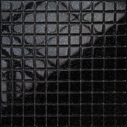 Feuille de mosaïque sur filet Ilcom Petrol 30 x 30cm - en verre trempé pour salle de bain ou cuisine