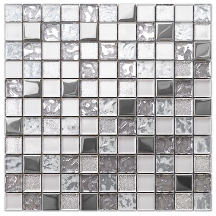Ilcom mozaïekplaat Freezing Rain op gaas 30 x 30 cm - gehard glas voor badkamer of keuken
