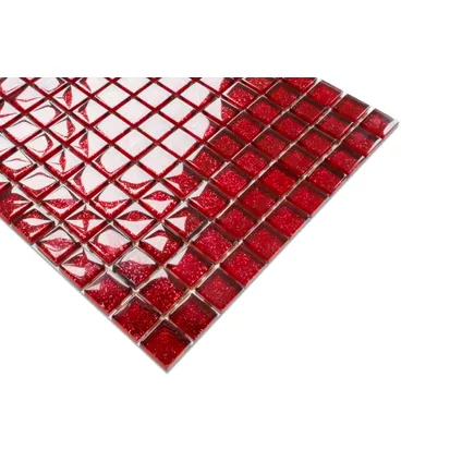Feuille de mosaïque sur filet Ilcom Bright Red 30 x 30cm - en verre trempé pour salle de bain ou cuisine 3