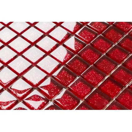 Feuille de mosaïque sur filet Ilcom Bright Red 30 x 30cm - en verre trempé pour salle de bain ou cuisine 4