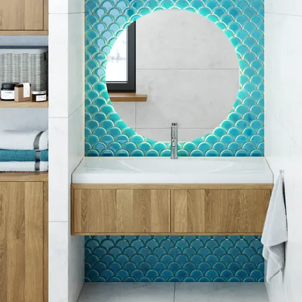 Ilcom mozaïekplaat Adriatic Wave op gaas 28.5 x 29.0 cm - keramiek voor badkamer of keuken 4