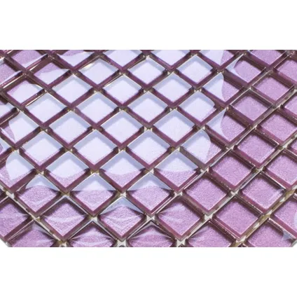 Feuille de mosaïque sur filet Ilcom Pink Agata 30 x 30cm - en verre trempé pour salle de bain ou cuisine 4