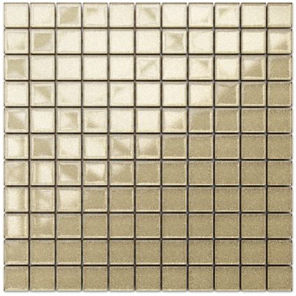 Feuille de mosaïque sur filet Ilcom The gold rush 30 x 30cm - en verre trempé pour salle de bain ou cuisine