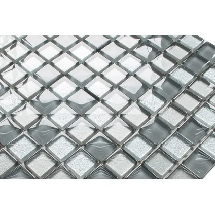 Feuille de mosaïque sur filet Ilcom Grey turtle 30 x 30cm - en verre trempé pour salle de bain ou cuisine 4
