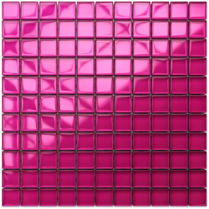 Feuille de mosaïque sur filet Ilcom Pink Grapefruit 30 x 30cm - en verre trempé pour salle de bain ou cuisine