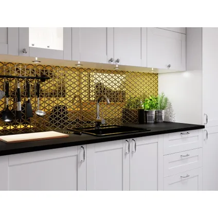 Ilcom mozaïekplaat Golden Mirror op gaas 26.3 x 30.3 cm - gehard glas voor badkamer of keuken 3