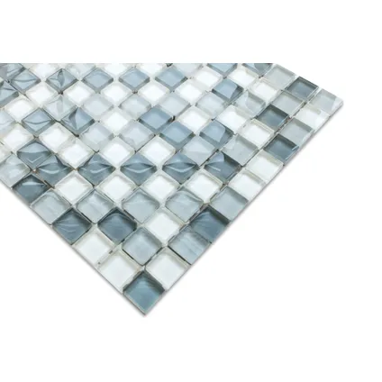 Ilcom mozaïekplaat White Pearls op gaas 30 x 30 cm - gehard glas voor badkamer of keuken 3