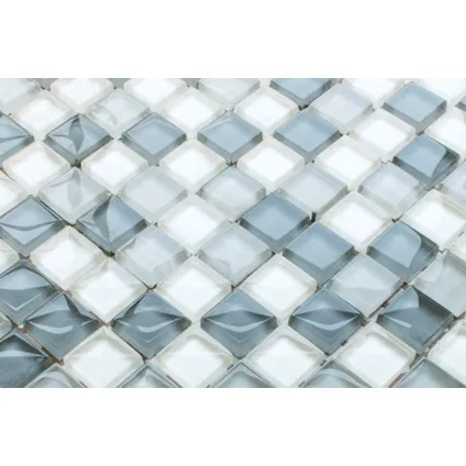 Ilcom mozaïekplaat White Pearls op gaas 30 x 30 cm - gehard glas voor badkamer of keuken 4