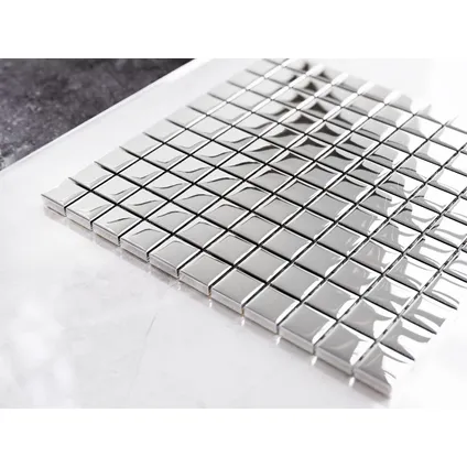 Ilcom mozaïekplaat Pure Silver op gaas 30 x 30 cm - gehard glas voor badkamer of keuken 2