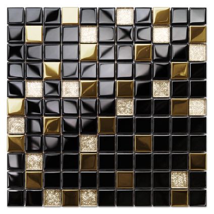 Feuille de mosaïque sur filet Ilcom Monte Carlo 30 x 30cm - en verre trempé pour salle de bain ou cuisine