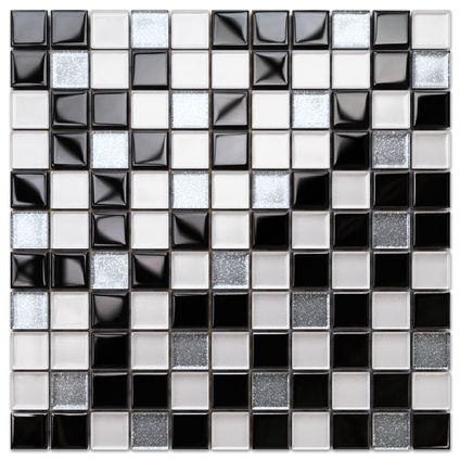 Feuille de mosaïque sur filet Ilcom Moonwalk 30 x 30cm - en verre trempé pour salle de bain ou cuisine