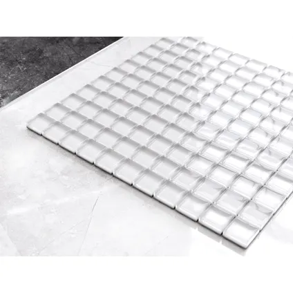 Feuille de mosaïque sur filet Ilcom Perfect white 30 x 30cm - en verre trempé pour salle de bain ou cuisine 2