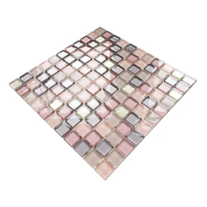 Ilcom mozaïekplaat Flamingo op gaas 30 x 30 cm - gehard glas voor badkamer of keuken 3