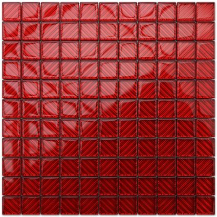 Feuille de mosaïque sur filet Ilcom Red Hot Chili Peppers 30 x 30cm - en verre trempé pour salle de bain ou cuisine