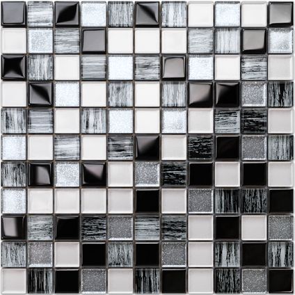 Ilcom mozaïekplaat Pearl Jam op gaas 30 x 30 cm - gehard glas voor badkamer of keuken