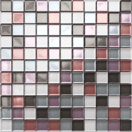 Feuille de mosaïque sur filet Ilcom Pink Floyd 30 x 30cm - en verre trempé pour salle de bain ou cuisine