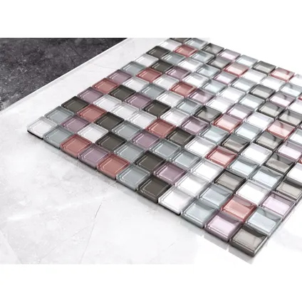 Feuille de mosaïque sur filet Ilcom Pink Floyd 30 x 30cm - en verre trempé pour salle de bain ou cuisine 2