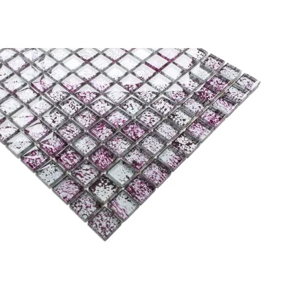Feuille de mosaïque sur filet Ilcom Purple Silver 30 x 30cm - en verre trempé pour salle de bain ou cuisine 3