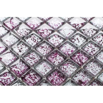 Feuille de mosaïque sur filet Ilcom Purple Silver 30 x 30cm - en verre trempé pour salle de bain ou cuisine 4