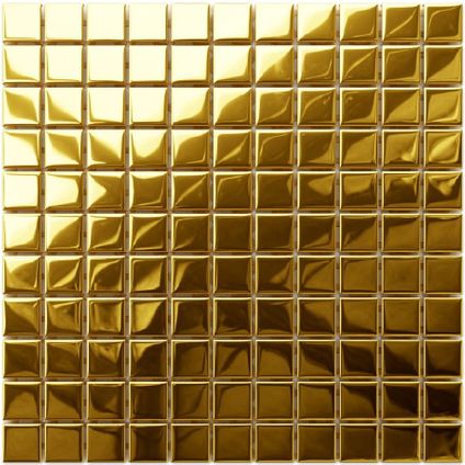 Ilcom mozaïekplaat Pure Gold op gaas 30 x 30 cm - gehard glas voor badkamer of keuken