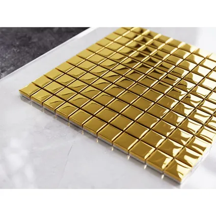 Ilcom mozaïekplaat Pure Gold op gaas 30 x 30 cm - gehard glas voor badkamer of keuken 2