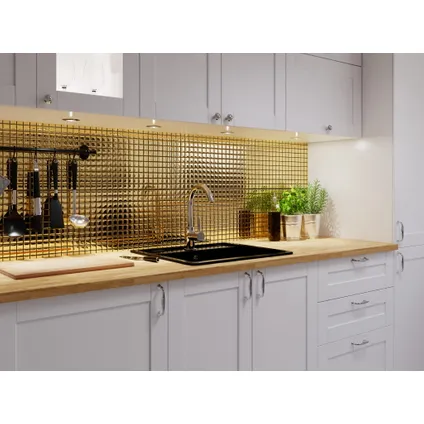 Ilcom mozaïekplaat Pure Gold op gaas 30 x 30 cm - gehard glas voor badkamer of keuken 4