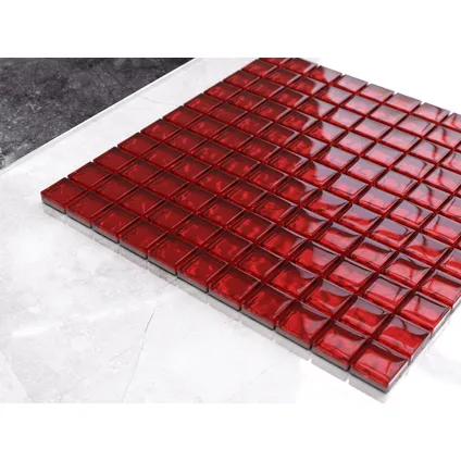 Ilcom mozaïekplaat Red Coral op gaas 30 x 30 cm - gehard glas voor badkamer of keuken 2