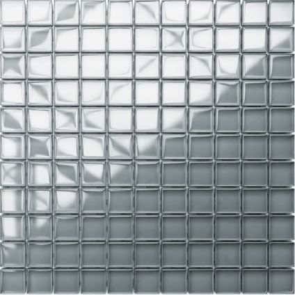 Ilcom mozaïekplaat Pure Grey op gaas 30 x 30 cm - gehard glas voor badkamer of keuken