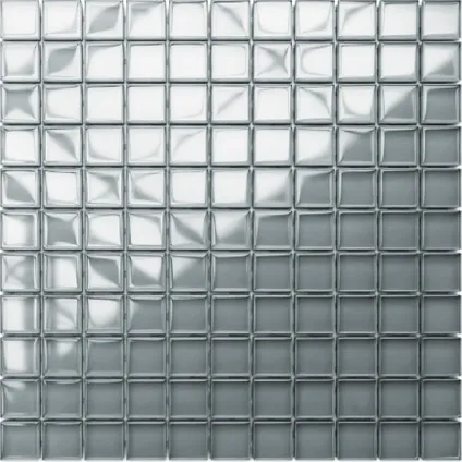 Ilcom mozaïekplaat Pure Grey op gaas 30 x 30 cm - gehard glas voor badkamer of keuken