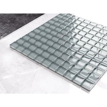 Feuille de mosaïque sur filet Ilcom Pure Grey 30 x 30cm - en verre trempé pour salle de bain ou cuisine 2