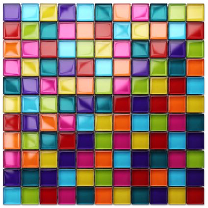 Feuille de mosaïque sur filet Ilcom Rainbow 30 x 30cm - en verre trempé pour salle de bain ou cuisine