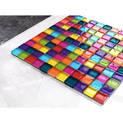 Ilcom mozaïekplaat Rainbow op gaas 30 x 30 cm - gehard glas voor badkamer of keuken 2