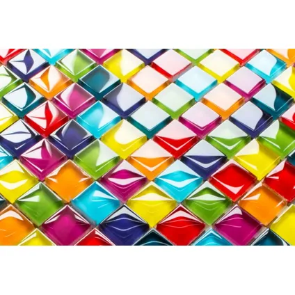 Feuille de mosaïque sur filet Ilcom Rainbow 30 x 30cm - en verre trempé pour salle de bain ou cuisine 3