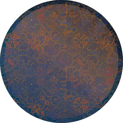 Sanders & Sanders papier peint panoramique rond adhésif ornement bleu et rouge - Ø 125 cm - 611782